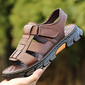 sandalia masculina velcro ergonomica detalhe marrom